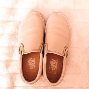 leather pink slip on vans